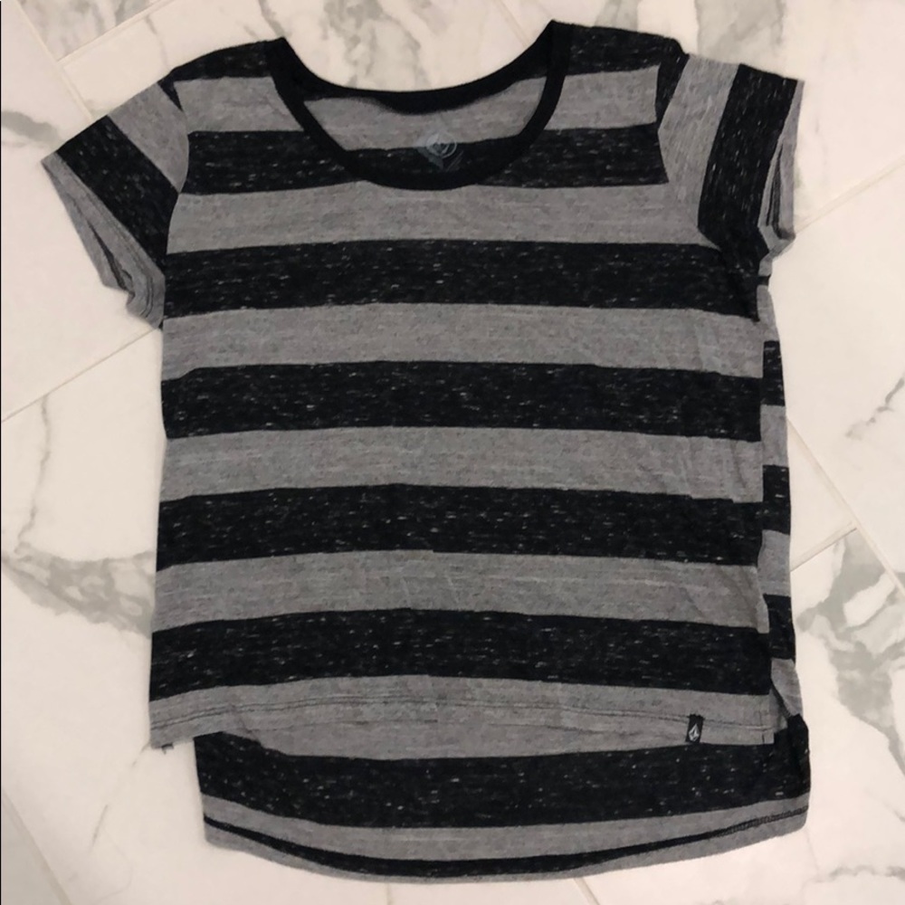 Volcom black and grey stripped shirt